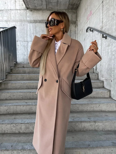 Annalena™ | Elegancki wełniany płaszcz z klasycznym kołnierzem z klapami